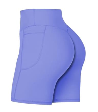 Sunzel No Front Seam Biker Shorts for Women with Pockets, Yoga Workout Gym Bike Shorts with Tummy Control 8" Periwinkle Medium - Image 1