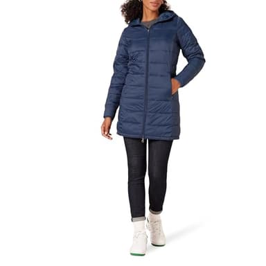 Amazon Essentials Women's Lightweight Water-Resistant Packable Hooded Puffer Coat (Available in Plus Size), Navy, Large - Image 1