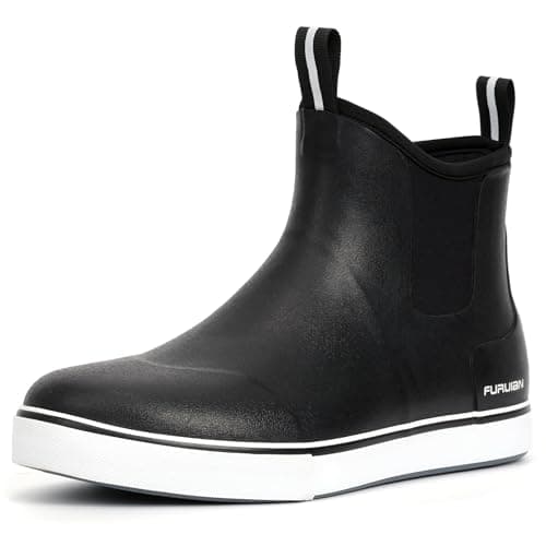 Furuian Men's Deck Boots Fishing Boots Waterproof Rain Boots Ankle Booties Slip On Neoprene Rubber Footwear Chelsea Boots Men Botas Para Hombre for Gardening Fishing Boating Camping Sailing - Image 1