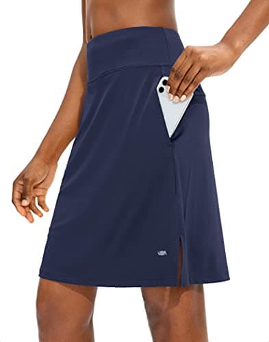 Viodia Women's 20" Knee Length Skorts Skirts Athletic Tennis Golf Skirt for Women Modest Sports Casual Summer Skirt with 5 Pockets Navy - Image 1