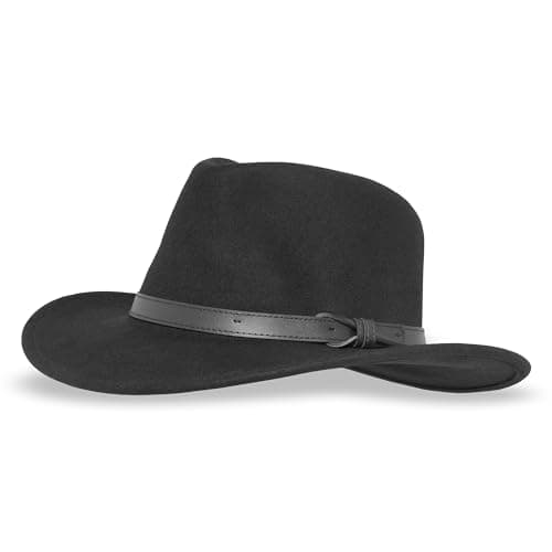 Sunday Afternoons Montana Hat, Men's Wool Felt Fedora, Cowboy Hat, UPF 50+ Sun Protection, 3" Western Style Brim, Leather Hatband, Stain Resistant, Raven, Medium - Image 1