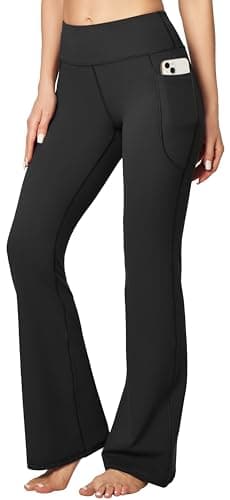 Heathyoga Women's Yoga Pants with Pockets for Women Bootcut Wide Leg Pants for Women High Waisted Workout Pants Black - Image 1