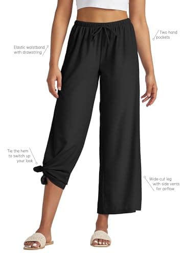 Willit Women's Wide Leg Pants UPF 50+ Swim Beach Pants Lightweight Travel Pants Quick Dry Sun Protective Black M - Image 2