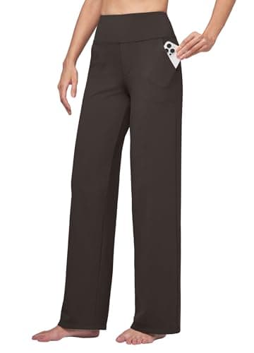 Willit Women's Yoga Pants Wide Leg Dress Work Pants Stretch Casual Pants Slacks with Pockets High Waist 28" Coffee XL - Image 1