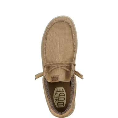 HEYDUDE Wally Sport Mesh | Men's Shoes | Men's Slip On Loafers | Comfortable & Light-Weight Tan/White - Image 2