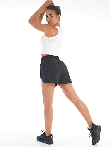 Blooming Jelly Womens Quick-Dry Running Shorts Sport Athletic Active Workout Shorts with Pockets 1.75" (Large, Black) - Image 5