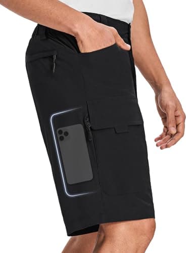 Moosehill Mens Cargo Hiking Shorts Lightweight Water Resistant for Casual Golf Work Tactical Fishing with 6 Pockets(Black, 30) - Image 1