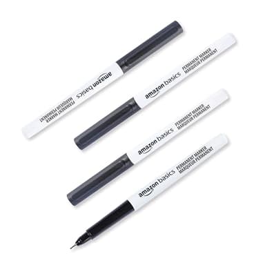 Amazon Basics Ultra Fine Point Permanent Markers, Black, 12-Pack - Image 3