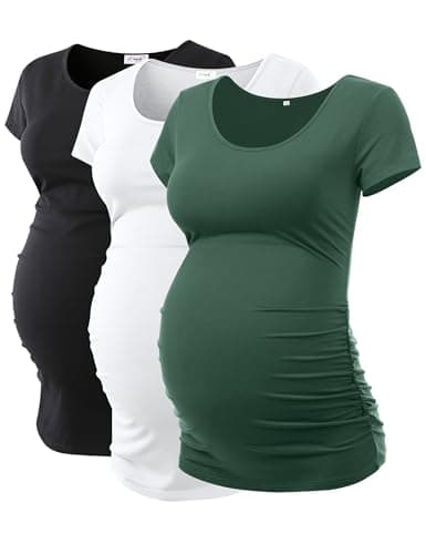 Peauty Summer Maternity Clothes Maternity Shirts Maternity Workout Tops White Maternity Tops & Tees Maternity Scrubs Maternity Blouse（Black+White+Green M） - Image 1