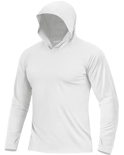 Boladeci Men's UPF 50+ Sun Protection Long Sleeve Swim Shirt Quick Dry Hooded T-Shirt for Fishing Hiking Swimming Surfing (White) - Image 1