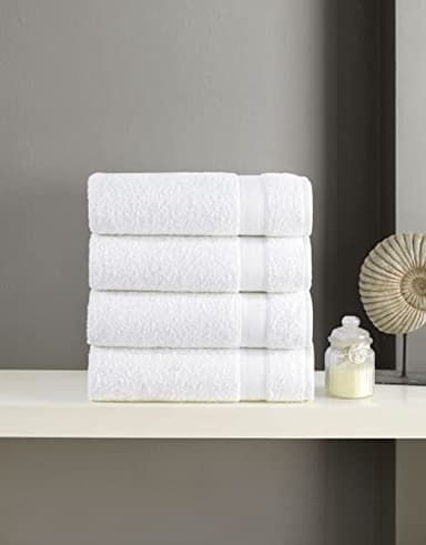 Quick-Dry, Soft & High Absorbent Bath Towels 27"x54" Cotton Turkish Bath Towel Set of 4 | Daily Use 100% Cotton Towels for Bathroom, Gym & More | Bathroom Towels Set (4 Pcs, White) - Image 2