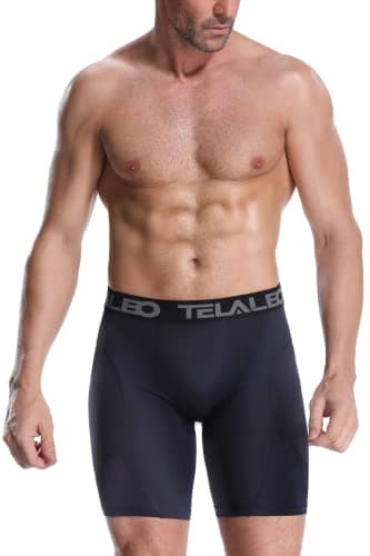 TELALEO 5 Pack Compression Shorts for Men Spandex Sport Shorts Athletic Workout Running Performance Baselayer Underwear Black/Double Blue/Double Gray M - Image 2