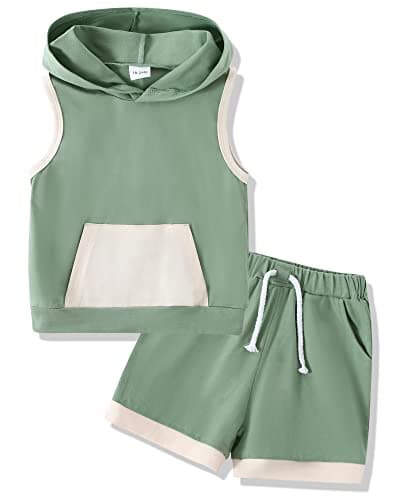 SANMIO 4-5T Toddler Boy Clothes Little Kids Summer Clothing Baby Boy's Hooded Tank Top and Shorts Outfit Set - Image 1