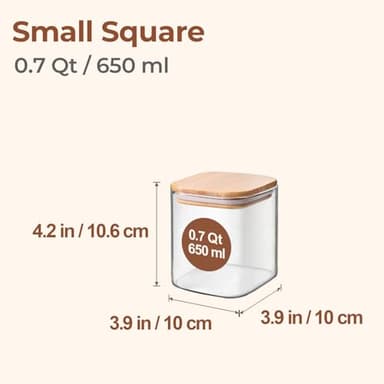 ComSaf 0.7 Qt Glass Food Storage Jars Set of 9, Clear Glass Storage Containers with Lids, Pantry Organization Jar, Spice, Blooming Tea, Oat, Coffee and Sugar Container, Small Canister Set for Kitchen - Image 2