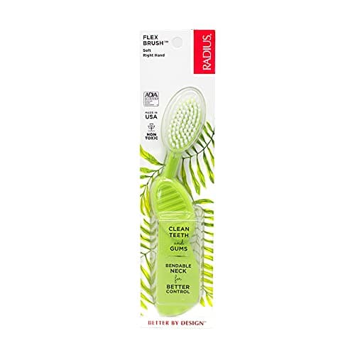 Radius Toothbrush Flex Brush BPA Free & ADA Accepted Designed to Improve Gum Health & Reduce Gum Issues - Right Hand - Lime White - Pack of 1 - Image 1
