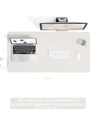 YSAGi Non-Slip Leather Desk Pad L Size, Waterproof Laptop Computer Desk Keyboard Mat, Table Protector Blotter Mat, Large Mouse Pad for Office/Work/Home/Decor(Apricot Gray, 35.4" x 17") - Image 7