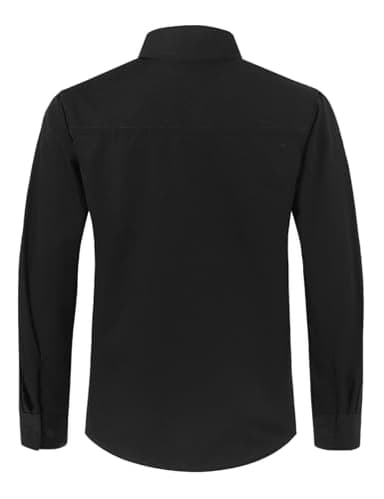 Spring&Gege Boys' Long Sleeve Dress Shirts Formal Uniform Poplin Solid, Black, U.S.Size 14 - Image 2