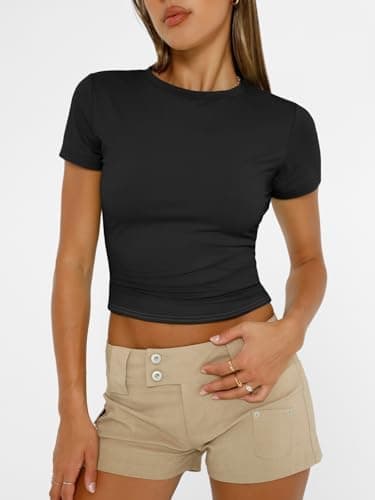 AUTOMET Womens Short Sleeve T Shirts Basic Summer 2025 Workout Tops Crew Neck Gym Crop Tops Trendy Y2K Clothes - Image 4
