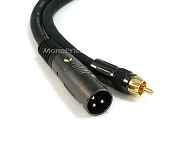 Monoprice XLR Male to RCA Male Cable - 15 Feet - Black, 16AWG Shielded Twisted Pair Oxygen-Free Copper Braid Conductors, E21 Gold Plated Connectors - Premier Series - Image 2