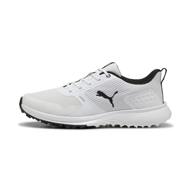 PUMA Men's Fusion Grip 6 Golf Shoe, White Black, 11 - Image 1