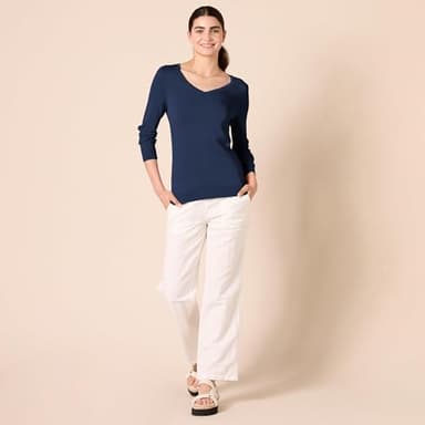 Amazon Essentials Women's Regular-Fit Lightweight Long-Sleeve V-Neck Sweater (Available in Plus Size), Navy, X-Large - Image 5