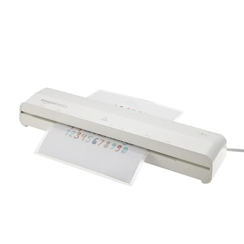 Amazon Basics 12 inch Thermal Laminator Machine, 1 Min Warm-Up, Home/Office/School Use, 20 Pouches Included, White - Image 1