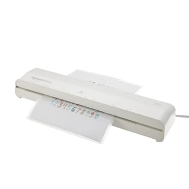 Amazon Basics 12 inch Thermal Laminator Machine, 1 Min Warm-Up, Home/Office/School Use, 20 Pouches Included, White - Image 1