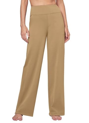 Willit Women's Yoga Pants Wide Leg Dress Work Pants Stretch Casual Pants Slacks with Pockets High Waist 32" Deep Khaki 3XL - Image 2