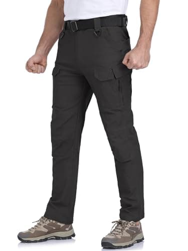 NAVEKULL Men's Tactical Pants Lightweight Stretch Flex Work Pants Cotton Relaxed Fit Cargo Pants Multi Pocket EDC Utility Construction Pants Military Combat Trousers Outdoor Hiking Pants Black - Image 5
