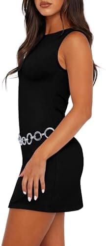 WIHOLL Women's Summer Sleeveless Boat Neck Mini Dress Slim Fit Party Club Bodycon Dresses - Image 5