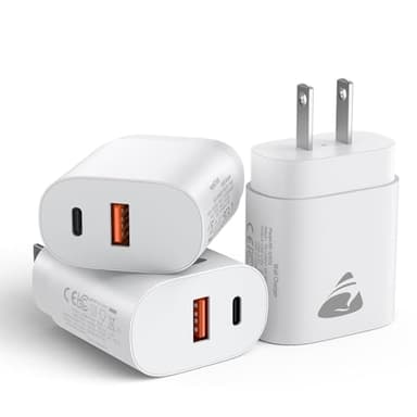 [3 Pack] USB C Charger Block Fast Charging Multiport Wall Charger, Dual Port PD Power Adapter Fast Type C Charging Block Cube Compatible with iPhone 16/15/14/13/12/11/Pro, XS/XR/X/8/7, Samsung, More - Image 1