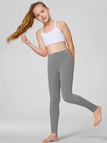 Stelle Girls Athletic Leggings Kids Dance Workout Running Yoga Pants with Hidden Pocket (Zinc Grey, 10-11 Years) - Image 3