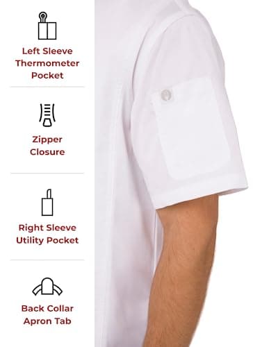 Chef Works Men's Springfield Chef Coat, White, Medium - Image 4