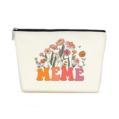 Retro Flower Mothers Day Birthday Gifts for Meme Funny Grandma Gifts from Granddaughter Makeup Bag Cosmetic Bag Retirement Wedding Anniversary Appreciation Gifts for Women Grandma Nana Grandmother - Image 1