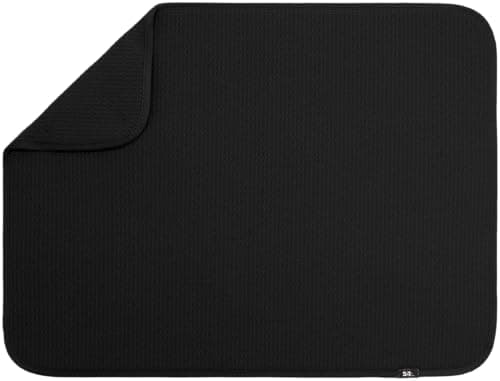 S&T INC. Dish Drying Mat XL, 18” x 24”, Absorbent Microfiber Kitchen Counter Mat, Dish Drying Pad for Dishes, Utensils, Pots and Pans, Extra Large, Black - Image 1