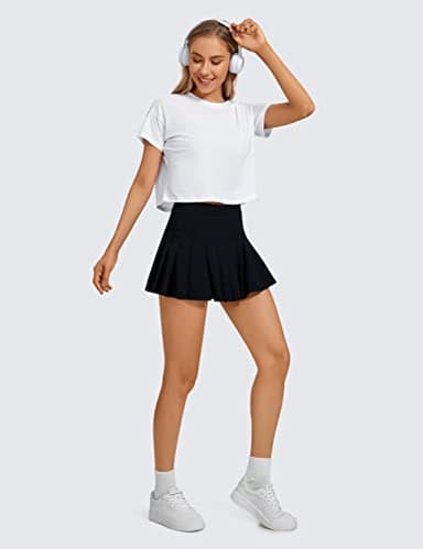 CRZ YOGA Women's Pima Cotton Workout Short Sleeve Shirts Loose Athletic Crop Tops Gym Casual Cropped T-Shirt White Medium - Image 3