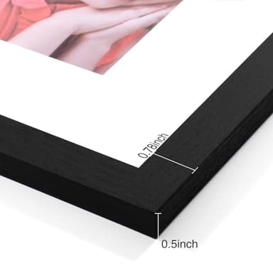 Vittanly 8x10 Picture Frames Set of 9, Shatter Resistant Plexiglass, Display 5x7 Pictures with Mat or 8x10 without Mat, Photo Frames for Wall or Tabletop, Engineered Wood, Black - Image 9
