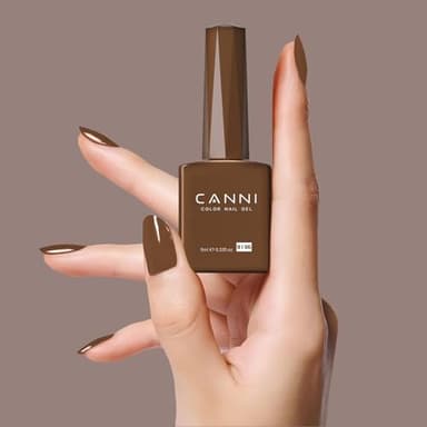 CANNI Brown Fall Gel Nail Polish, Chocolate Brown Gel Polish for Fall Winter Color, High Gloss Soak Off U V, French Nail Manicure Salon DIY - Image 5