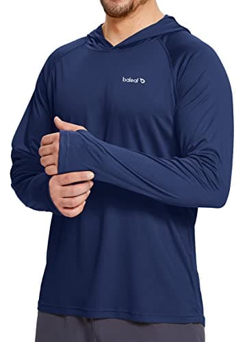 baleaf Men's Sun Protection Hoodie Shirt UPF 50+ Long Sleeve UV SPF T-Shirts Rash Guard Fishing Swimming Lightweight Deep Blue L - Image 1