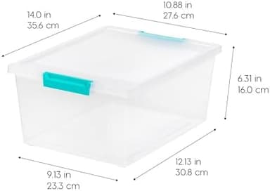 IRIS USA 12 Qt. Plastic Storage Bins Containers with Lids, 4 Pack, Small Sensory Bin, Craft Storage, Craft Organizers & Storage, Organizing Container for Home, Office & Art Supplies, Stackable, Clear - Image 4