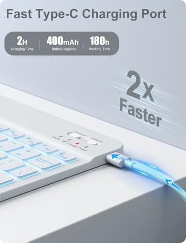 Hamile for iPad 9th Generation Case with Keyboard 10.2 Inch - Backlit Wireless Detachable Folio Keyboard Cover with Pencil Holder for iPad 8th Gen/7th Gen/iPad Pro 10.5"/iPad Air 3rd Gen (Gray) - Image 3