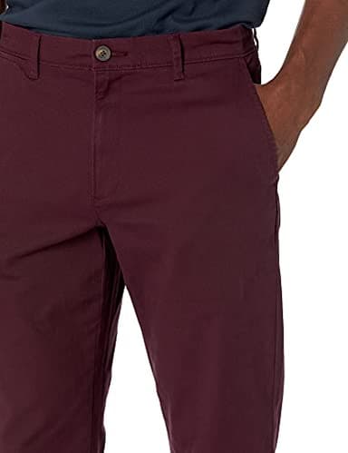 Amazon Essentials Mens Straight-Fit Casual Stretch Chino Pants, Burgundy, 33W x 32L - Image 3