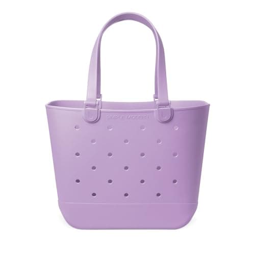 Simple Modern Extra-Large Beach Bag | Waterproof Getaway Rubber Tote with Zipper Pocket for Travel, Pool, Boat, Groceries, Sports | Purple Breeze - Image 1