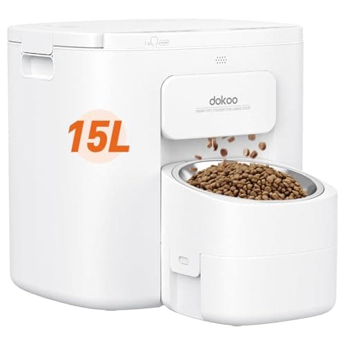 Automatic Dog Feeder for Large Breed, 15L/ 63Cups Vacuum-Sealed Storage & Timed Auto Dog Food Dispenser 2in1, Airtight 100% Freshness, Anti-Blockage, Support up to 22mm Pet Food, Stainless Steel Bowl - Image 1