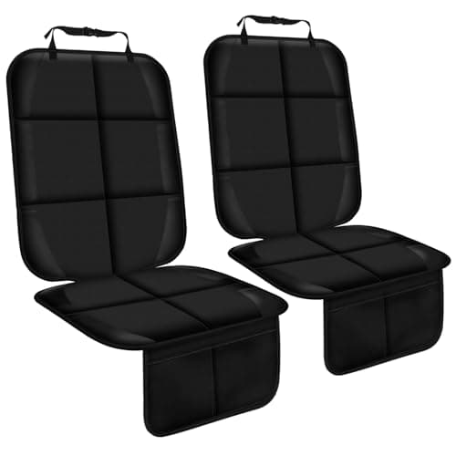 Gowhalle Car Seat Protector, Non-Slip Rubber Padded Backing Seat Protector for Child Seats, Waterproof Thickest Padding Car Seat Protector Under Baby Seat - No Imprint (Black-Ⅰ-2pcs) - Image 1