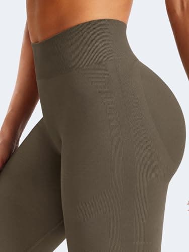 YEOREO Mini Flare Leggings Womens Workout Butt Lifting Legging Hidden Scrunch Seamless 30" Impact Lilliean Yoga Pants Coffee S - Image 8