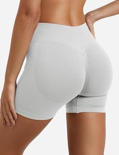 YEOREO SoftHue Women Workout Gym Impact Shorts Hidden Scrunch Butt Lifting 2.5"/3.6"/4.5"/6" Seamless Shorts Beige M - Image 5