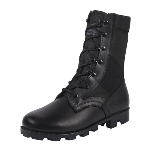 WIDEWAY Men's Military Jungle Combat Boots Black Boots For Men Slip Resistant Leather Tactical Work Boots, All Day Comfortable and Breathable Botas militares para hombres（6-8inch） - Image 1