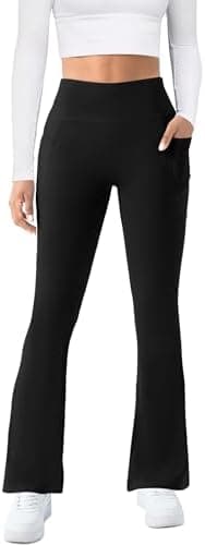 Womens Yoga Pants with Pockets High Waisted Flare Leggings Bell Bottom Yoga Dress Pants Seamless Bootcut Pants - Image 4