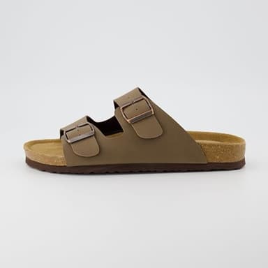 CUSHIONAIRE Lane Cork Footbed Mens Sandals, Adjustable Buckle Comfort Slides for Men, Genuine Leather Insole Summer Sandals Men Footwear, BROWN 11 - Image 7